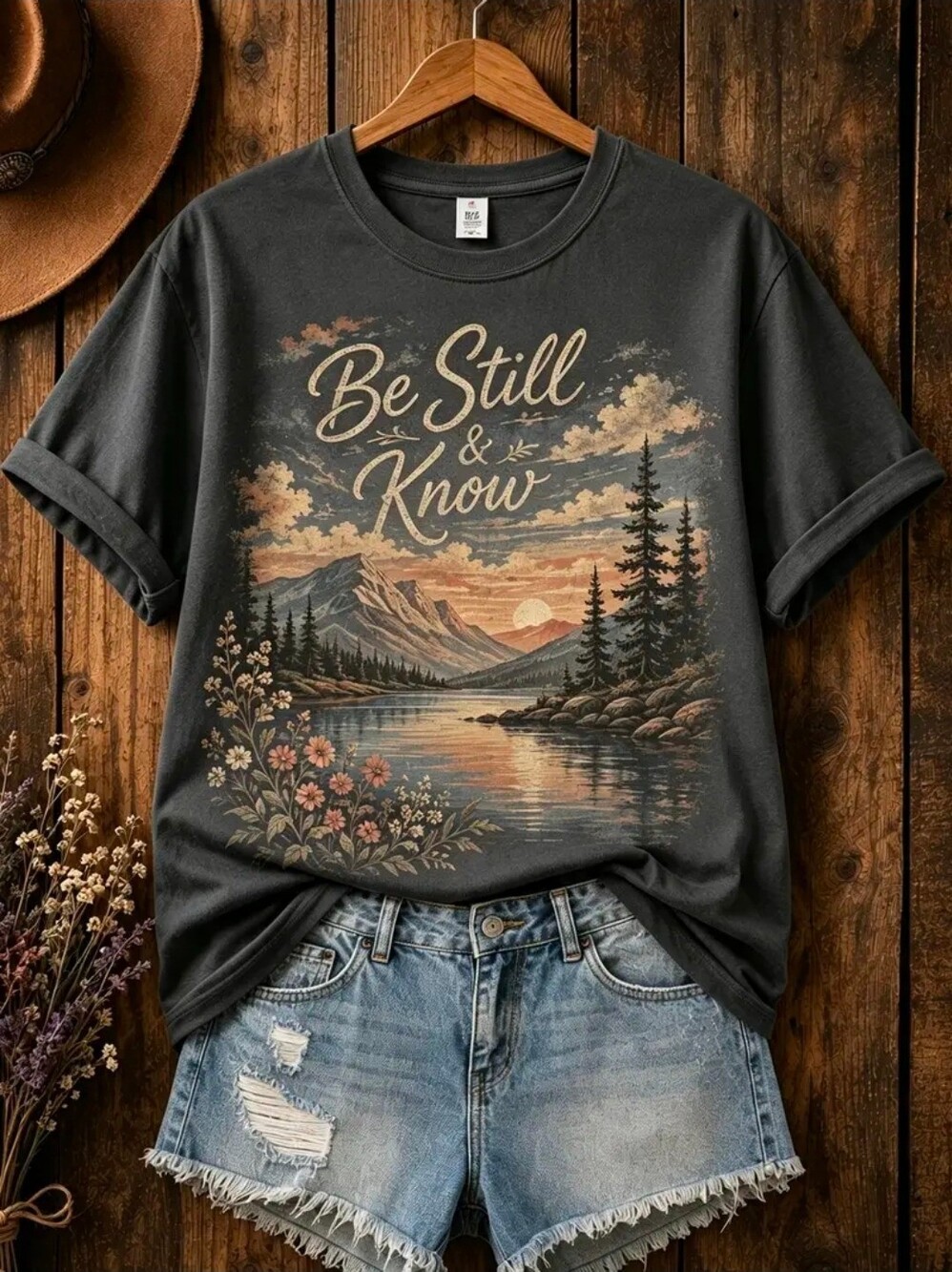 Be Still & Know Large Black Vintage T-Shirt